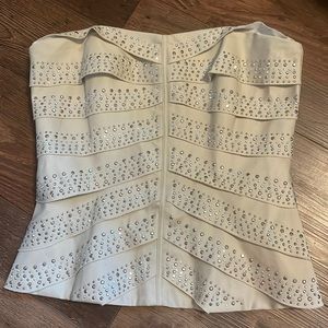 White House Black Market Bustier Size 2 champagne embellished